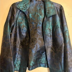 Chico's Teal and Navy Floral Blazer